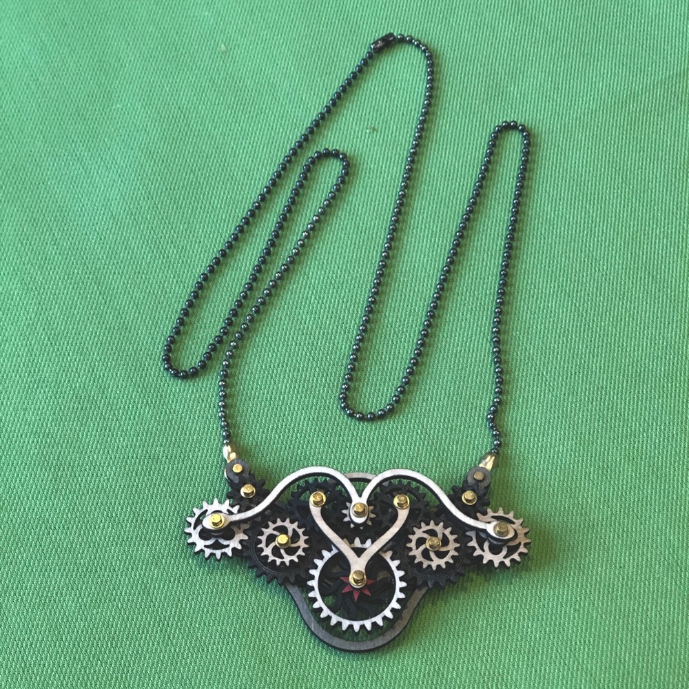 Steampunk Necklace w Movable Gears